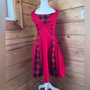 Vintage A-Line Red Black Plaid Midi Dress Pinup Cosplay Japan Anime Size 11 Rare